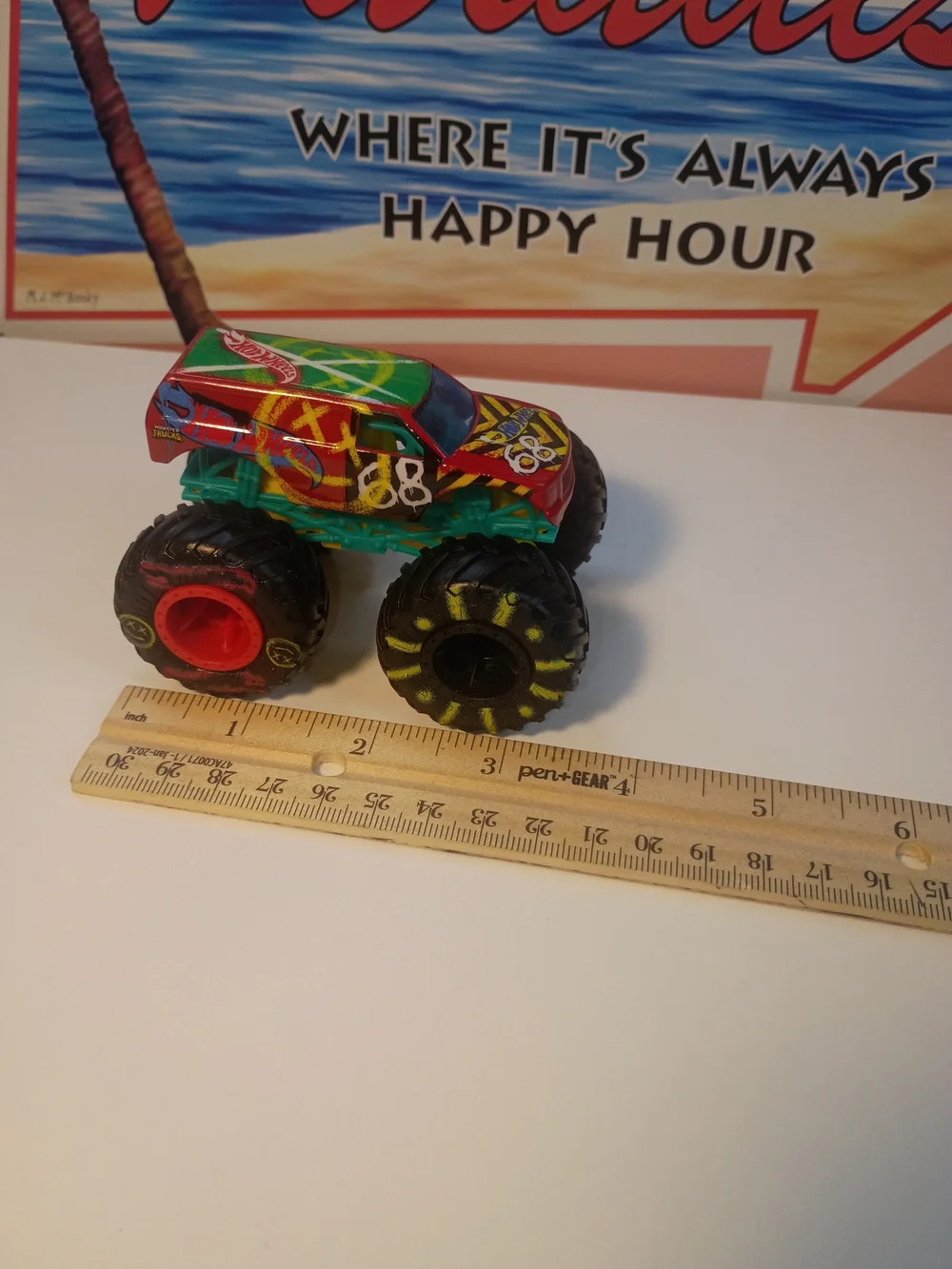 Lot Of 2 Hot Wheels Monster Trucks Demolition Graffiti #68 1/24 &1/64